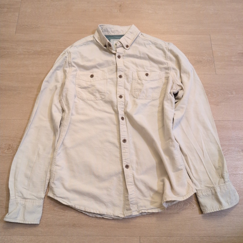 Colours Alexander Julian Mens Small Organic Cotton Button Down Shirt Cream Tan